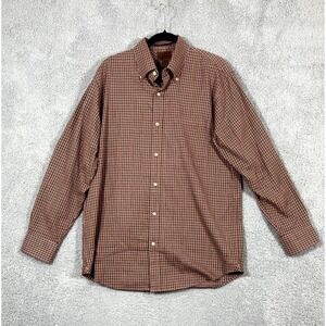 Born Shirt Men's M Brown Plaid Long Sleeve Classic Travel Button Down Workwear
